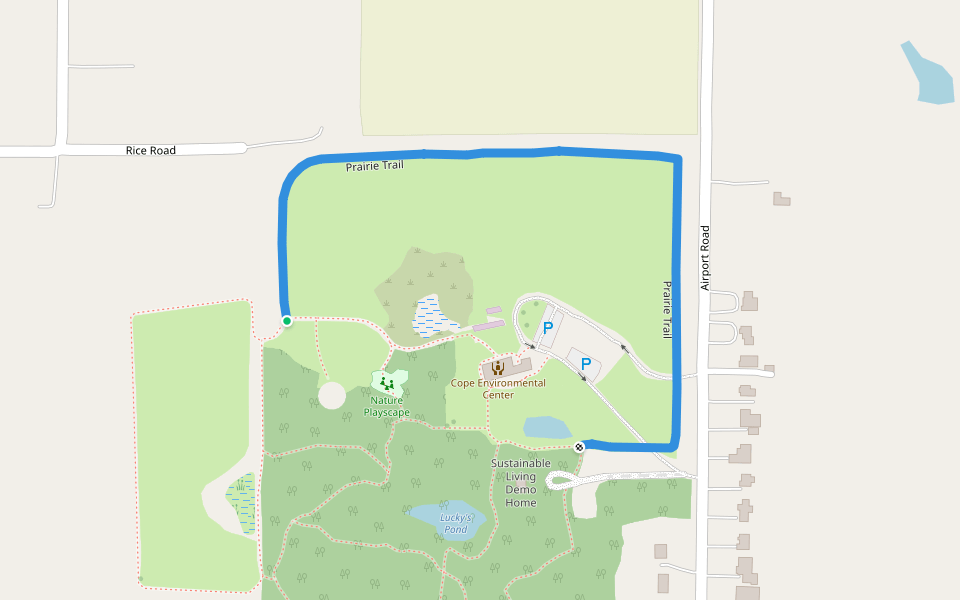 Prairie Trail walking route map in Centerville