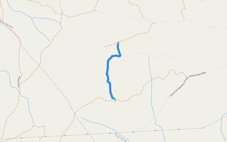 Meregil-Leñadores por cauce fluvial walking route map in Cervera de los Montes