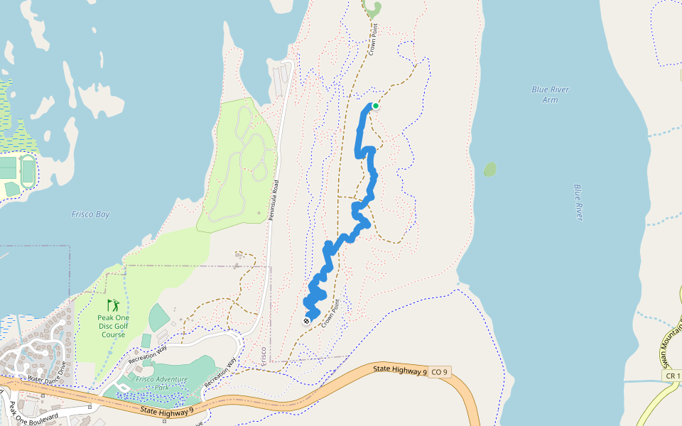 Excelsior walking route map in Breckenridge