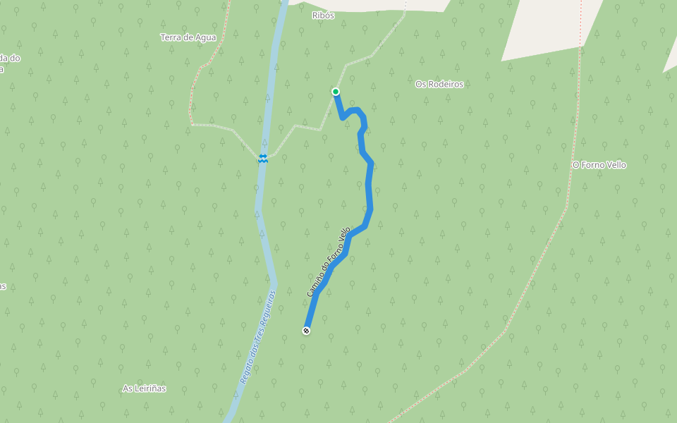 Camiño do Forno Vello walking route map in As Mariñas