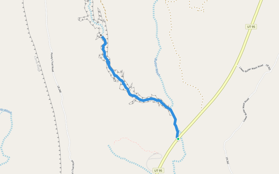 Butler Wash Trail walking route map in White Mesa