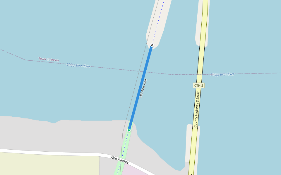 Old Abe Trail walking route map in Chippewa Falls