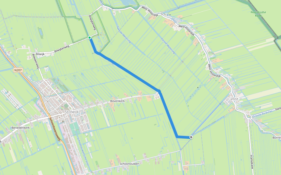 Bergvlietsekade walking route map in Haastrecht