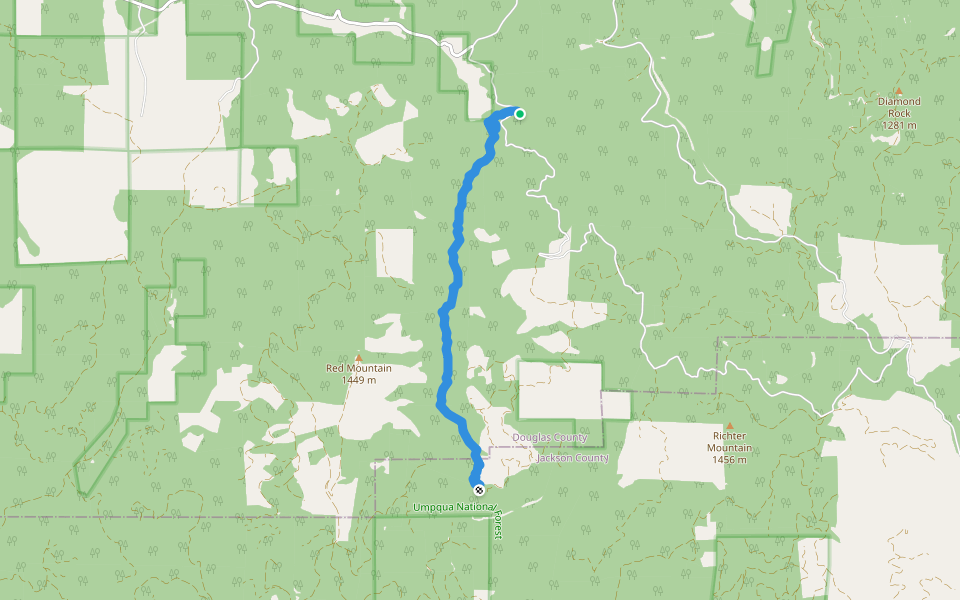 Cow Creek Trail walking route map in Azalea