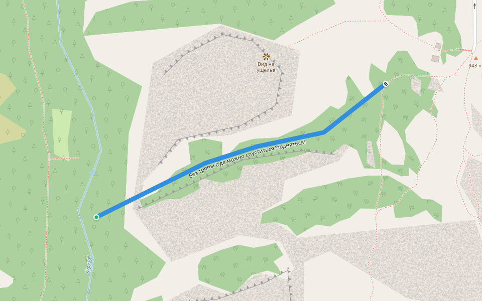 без тропы (где можно спуститься/подняться) walking route map in Salavat-Sovkhoz