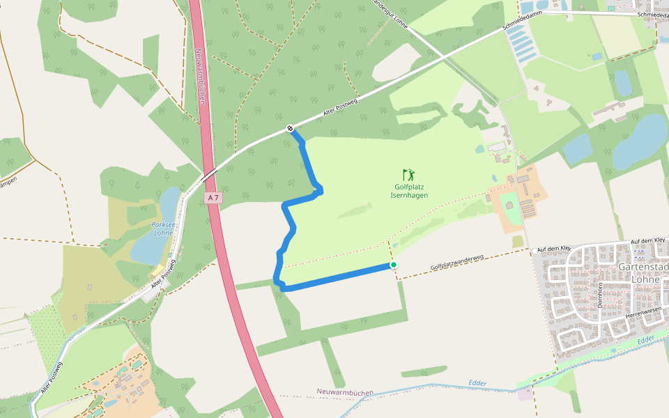 Golfplatzwanderweg walking route map in Isernhagen