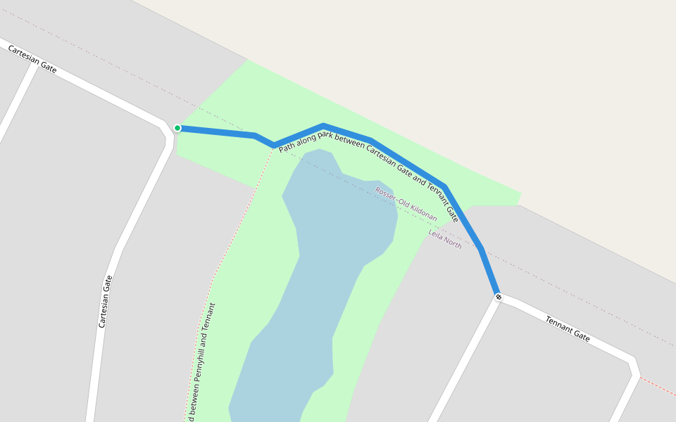 Path along park between Cartesian Gate and Tennant Gate