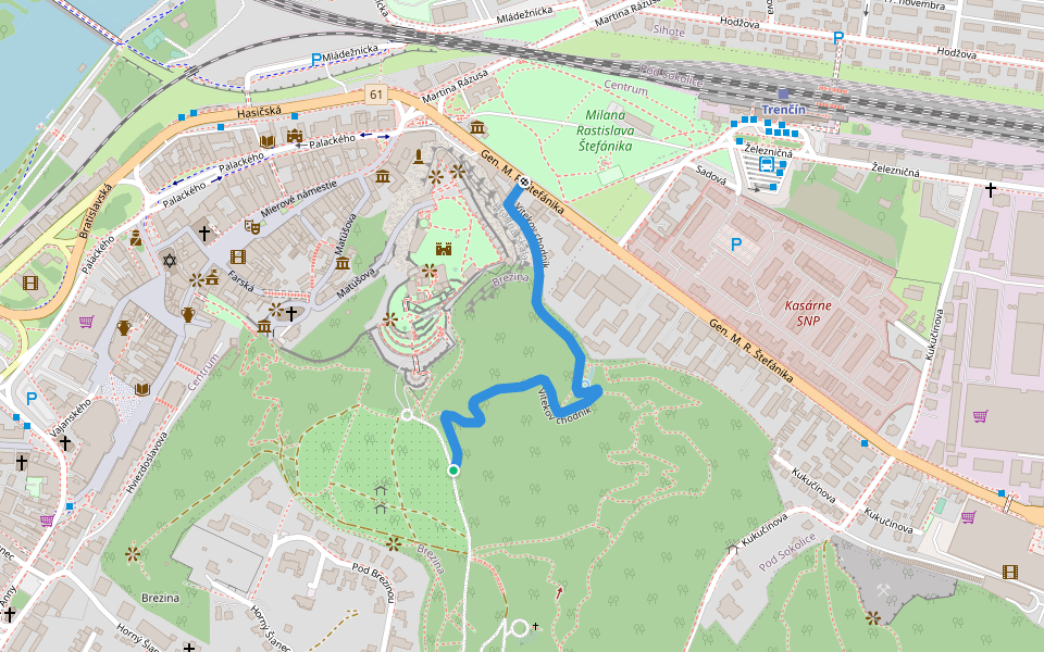 Vitekov chodník walking route map in Trenčín