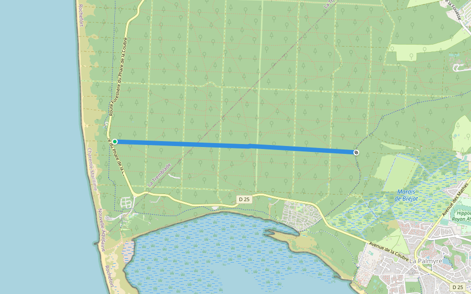 Ligne 47 walking route map in La Tremblade