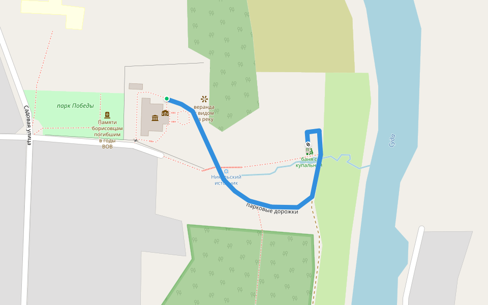 парковые дорожки walking route map in Borisovo-Sudskoe