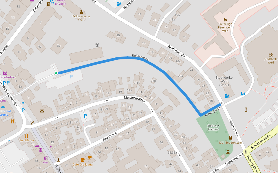 Bollergasse walking route map in Werl