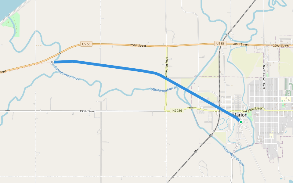 Sunflower Trail walking route map in Marion