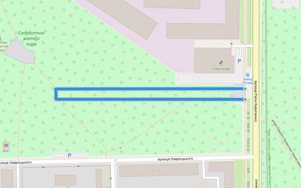 Пам’яті алея walking route map in Poltava