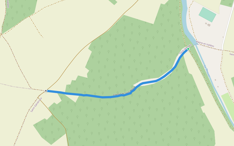 Chemin de Saint-Hilaire walking route map in Plaine-et-Vallées