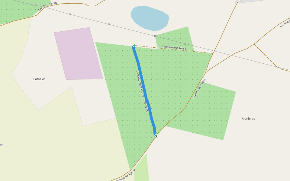 Descenso Balsa Camino de Arjona walking route map in Mengíbar