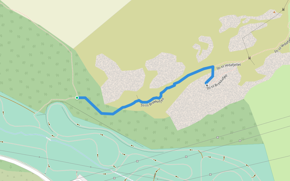 Sti til Brekkafjell walking route map in Håbet