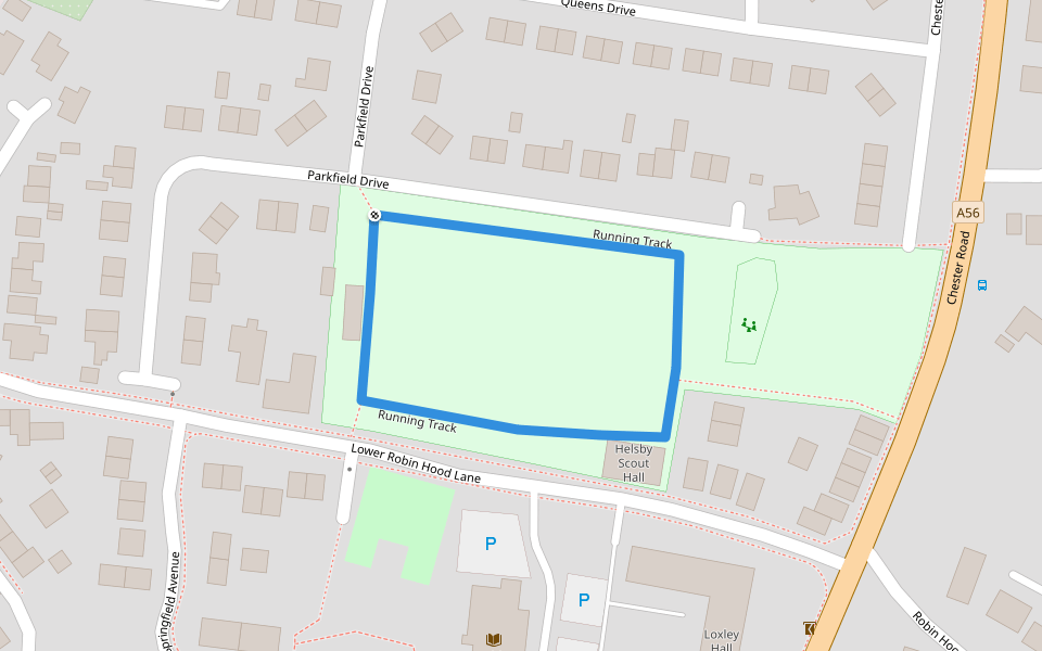Running Track walking route map in Helsby