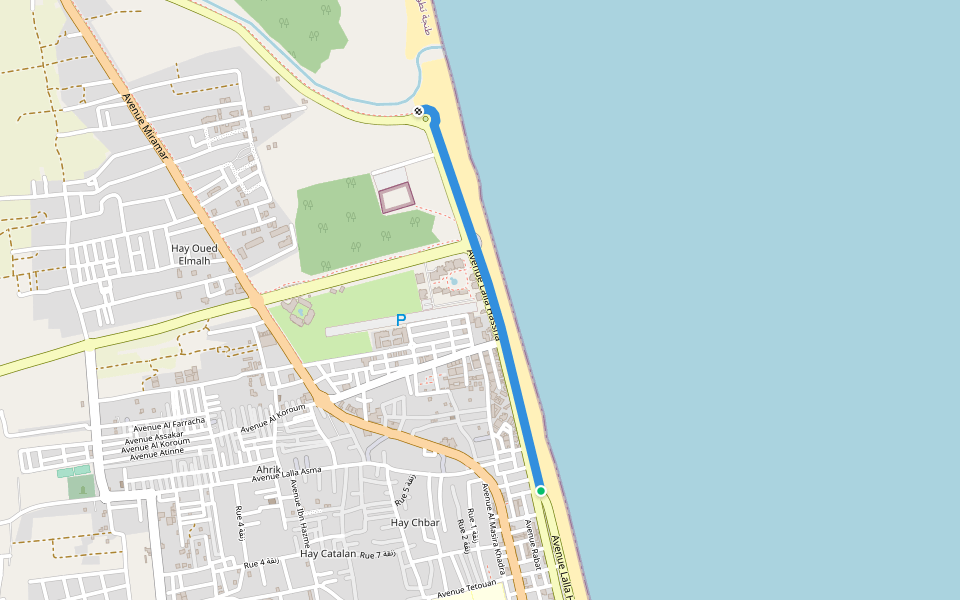 Corniche De Martil walking route map in Martil