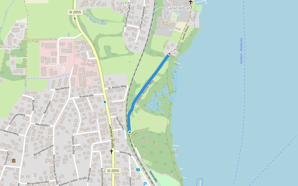 Unterer-Albaner-Weg walking route map in Dießen am Ammersee