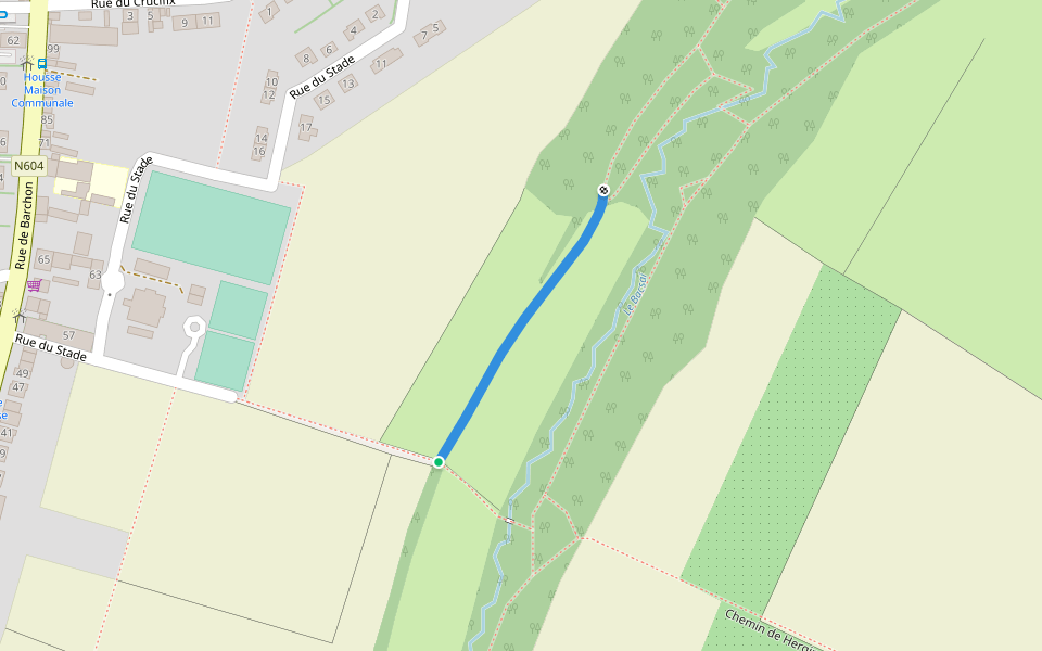 Chemin dans une prairien, sec, boue walking route map in Blegny