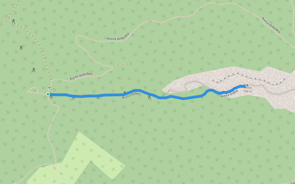 Aixita bidea walking route map in Iza