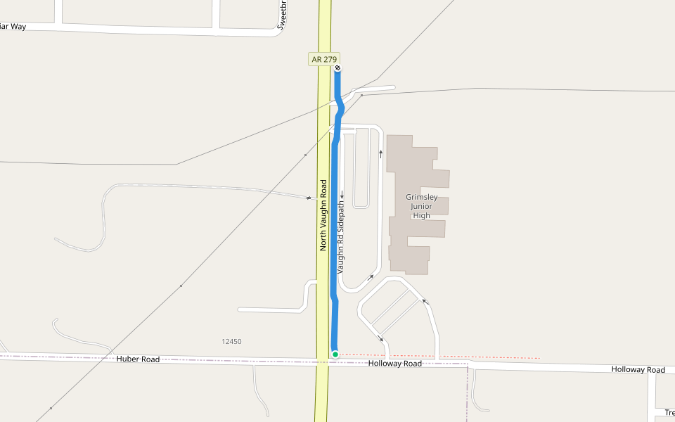 Vaughn Rd Sidepath walking route map in Centerton