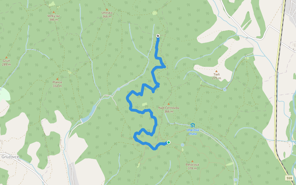 Severný trail walking route map in Humenné