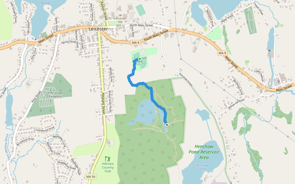 RT 9 Connector Trail walking route map in Leicester