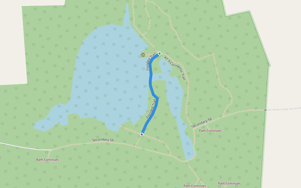 Flooded Trail walking route map in Leicester