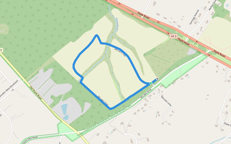 McLaw's Trail walking route map in Spotsylvania Courthouse
