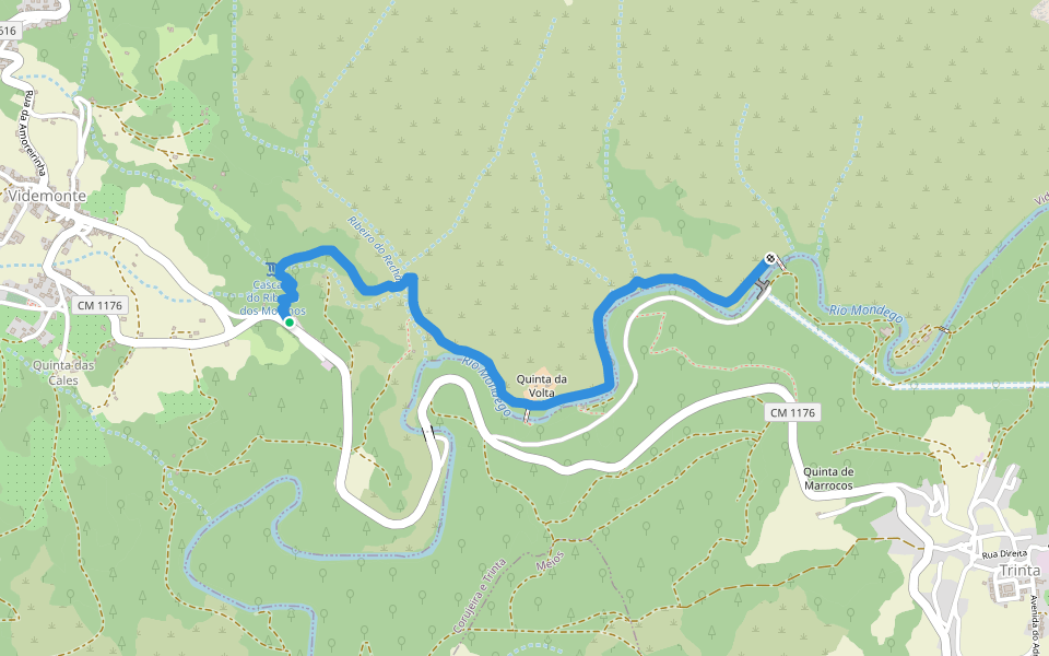 Passadiços do Mondego walking route map in Castelo Melhor