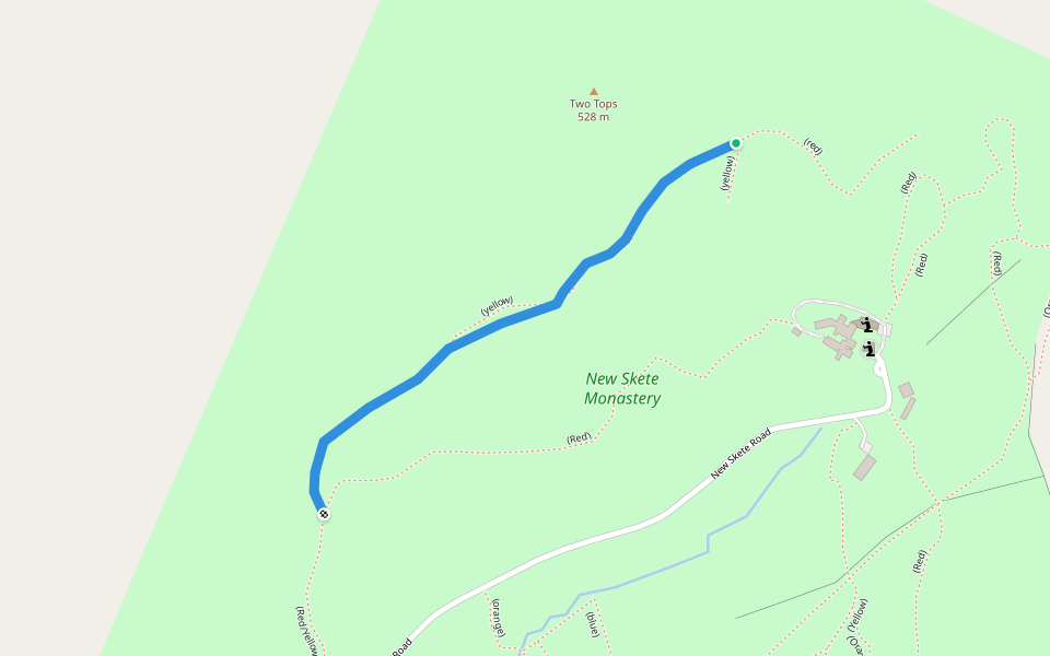 Two Tops (Yellow) walking route map in Cambridge
