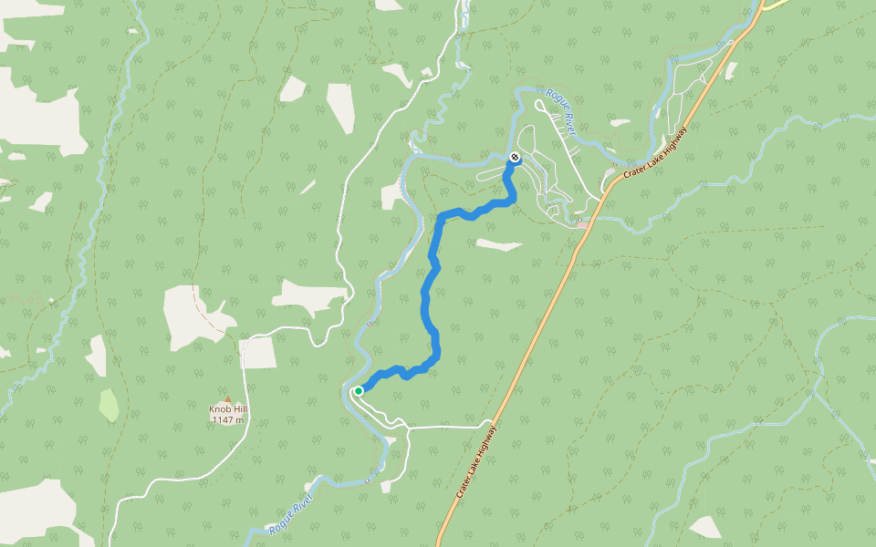 Natural Bridge / Union Creek Campground Trail walking route map in Prospect