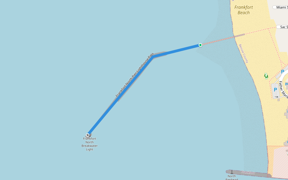 Frankfort North Pier Lighthouse Path walking route map in Frankfort