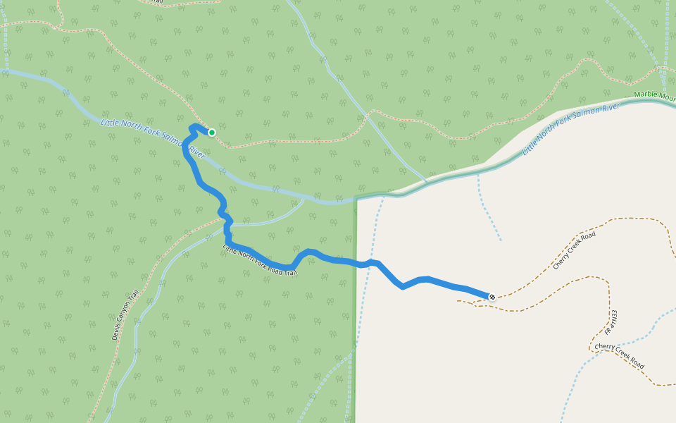 Little North Fork Road Trail walking route map in Etna
