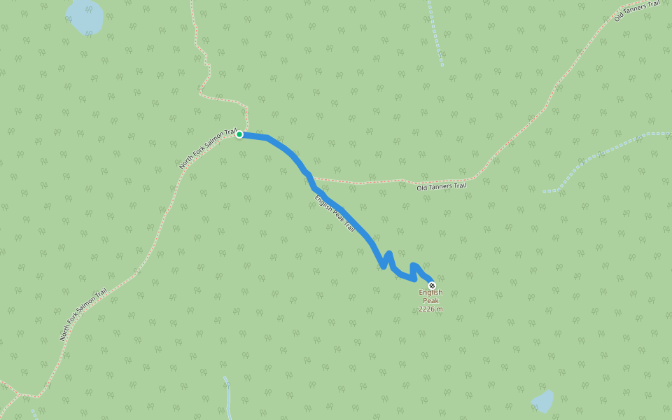 English Peak Trail walking route map in Sawyers Bar