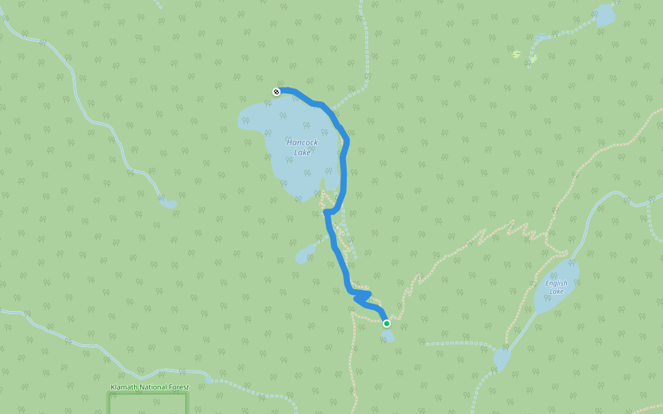 Hancock Lake Trail walking route map in Sawyers Bar