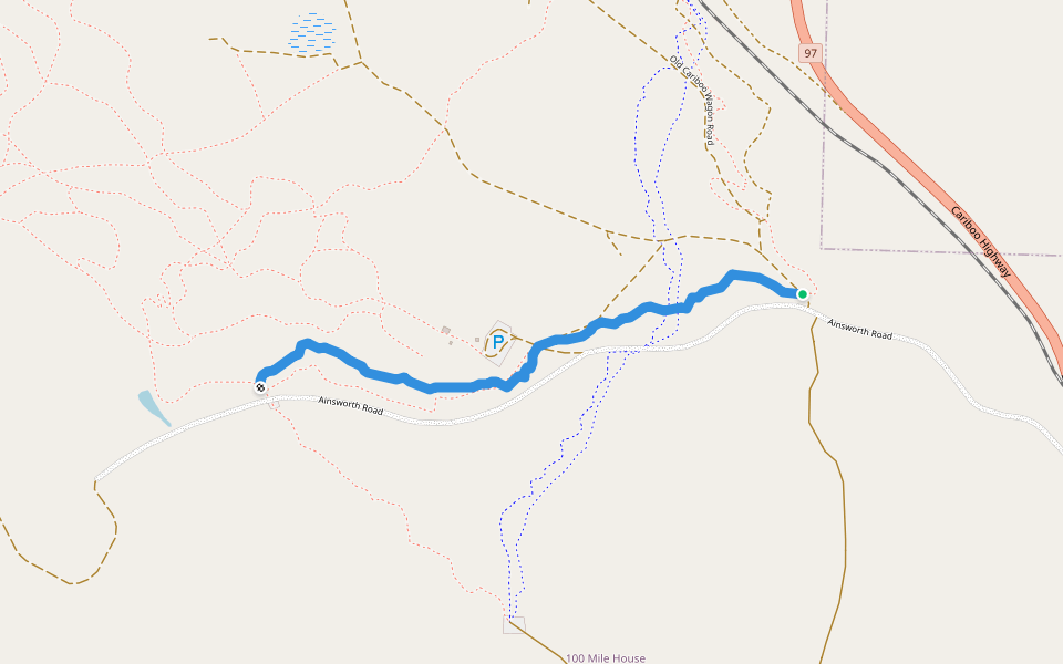 Climb & Punishment pt.2 walking route map in 100 Mile House