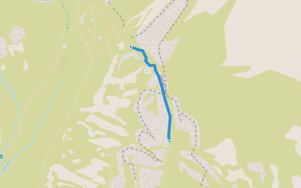 Stirrup Crag walking route map in Wasdale Head
