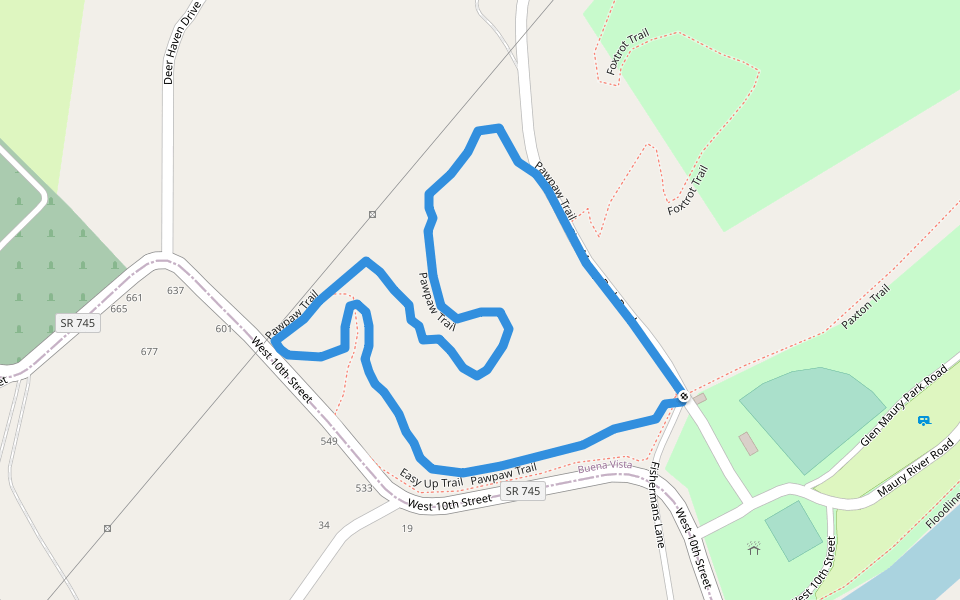Pawpaw Trail walking route map in Buena Vista