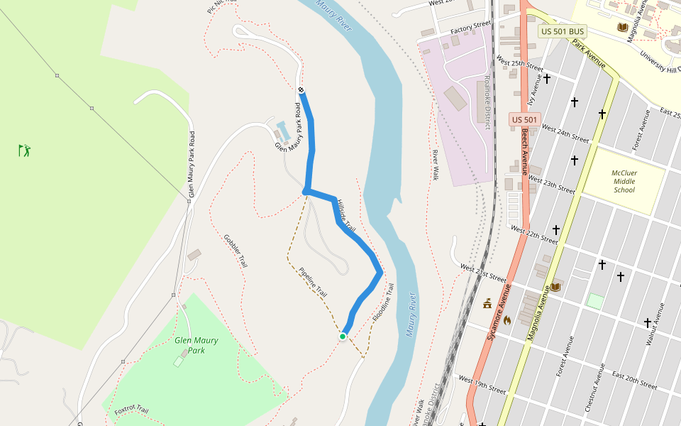 Hillside Trail walking route map in Buena Vista