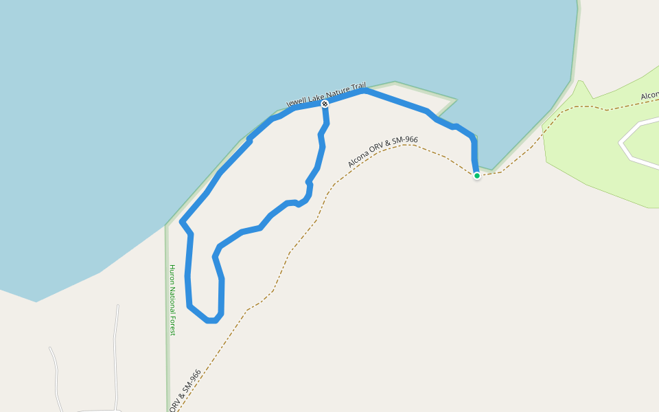 Jewell Lake Nature Trail walking route map in Barton City
