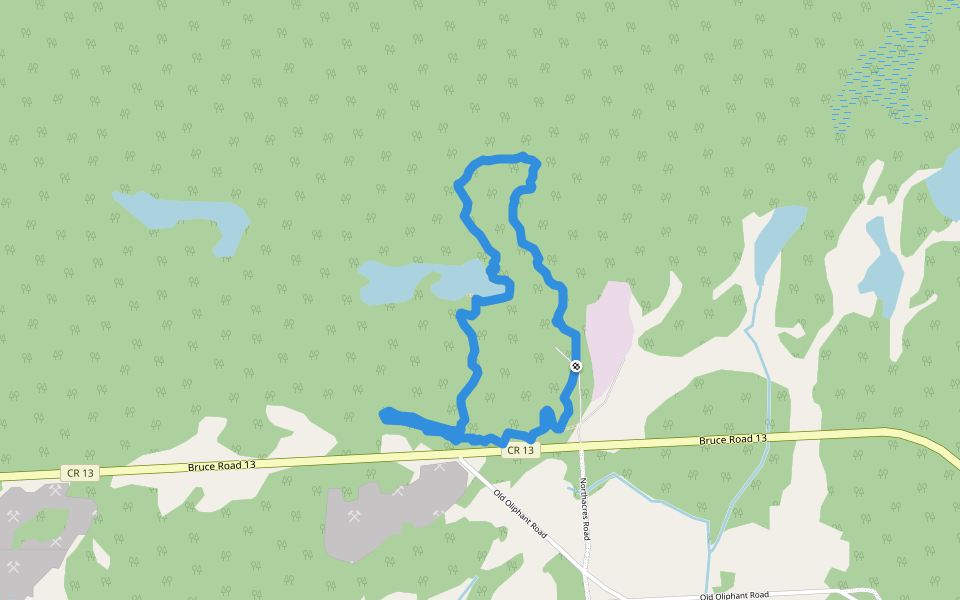 Rural Rock (Bruce Trail) walking route map in Wiarton