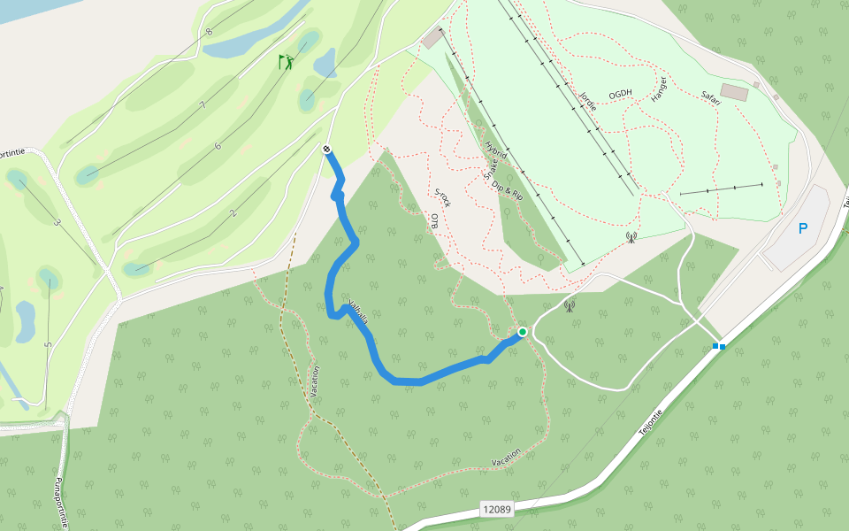 Valhalla walking route map in Mathildedal