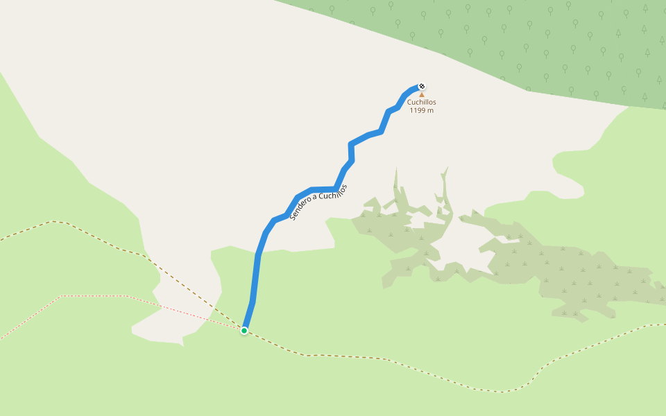 Sendero a Cuchillos walking route map in Oña