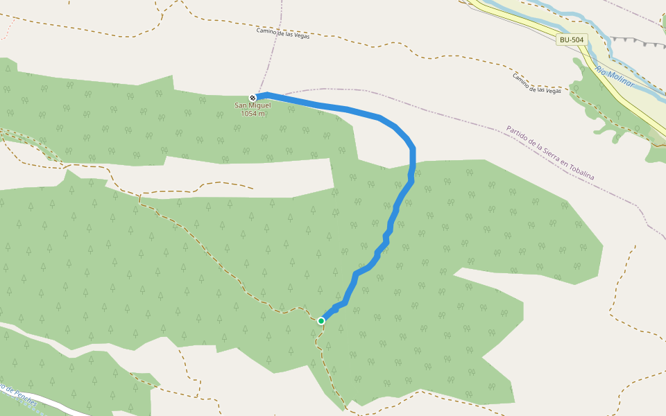 Sendero a Cerro San Miguel walking route map in Barcina de los Montes