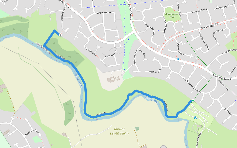 Levenside walking route map in Thornaby