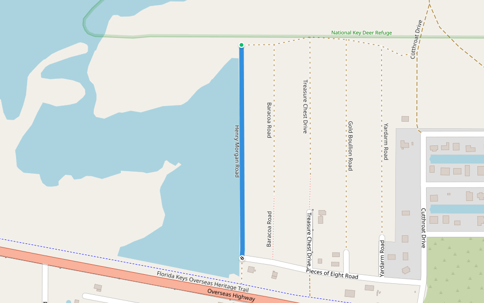 Henry Morgan Road walking route map in Cudjoe Key