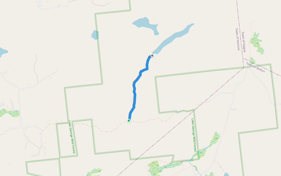Long Pond Trail walking route map in Brant Lake