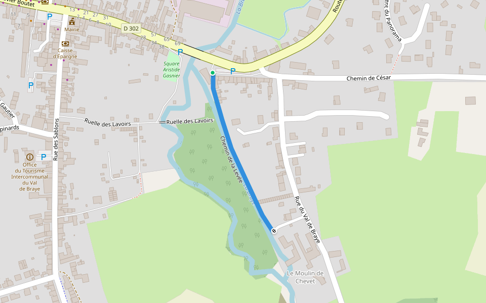 Chemin de la Levée walking route map in Vibraye